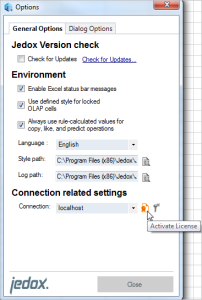 License administration dialog